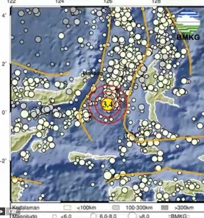 Baru Saja Gempa Bumi Terkini M 3.4 di Ratahan Sulawesi Utara, Cek Info BMKG