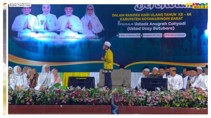 Ustaz Ucay Tausiah Kobar Bersholawat Sambut HUT ke-66 Kotawaringin Barat, Bupati Hj Nurhidayah Hadir