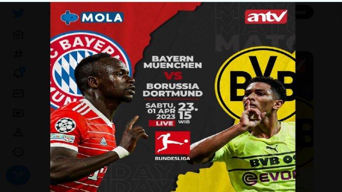 Link Nonton Mola TV Gratis Bayern Munchen vs Borussia Dortmund Live Streaming ANTV Pukul 23.30 WIB
