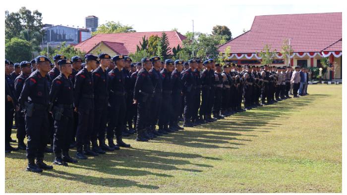 PENGAMANAN PILKADA - Polda Kalteng mengerahkan 403 pasukan pengamanan untuk menghadapi PSU Pilkada Barito Utara, Minggi (3/8/2025).