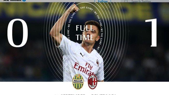 Krzysztof Piatek Bawa AC Milan Ungguli Hellas Verona 1-0 di Liga Italia Serie A Pekan Ketiga