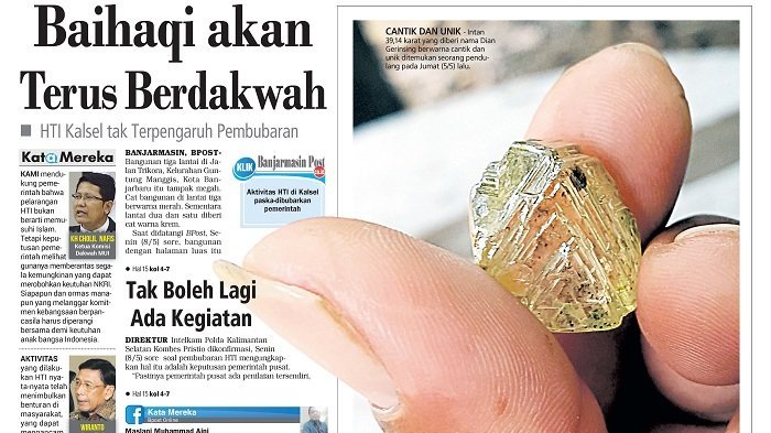 Intan 39 Karat Ditemukan di Cempaka, Penemunya H Dahlan Mimpi Diseruduk Rusa