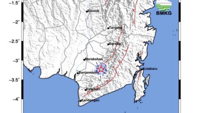Gempa Kalsel Selasa 13 Fabruari 2024, Info BMKG Berpusat di Darat Timur Laut Banjar Mag 3,3 SR