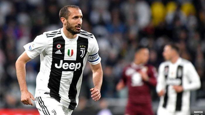 Kapten Juventus, Giorgio Chiellini, dalam laga pekan ke-35 Liga Italia kontra Torino di Stadion Allianz Turin, 3 Mei 2019.