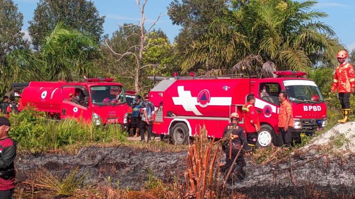 KARHUTLA - Usai memadamkan kebakaran lahan beberapa waktu lalu, tim BPBD Palangka Raya terus siaga menghadapi potensi titik api di musim hujan.