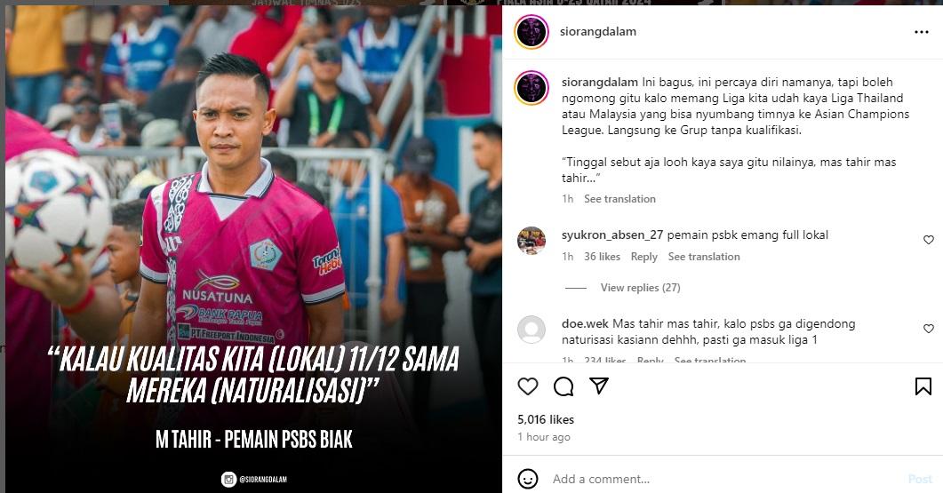 M Tahir Sebut Kualitas Pemain Lokal 11-12 dengan Naturalisasi Usai Bawa PSBS Biak Promosi Liga 2