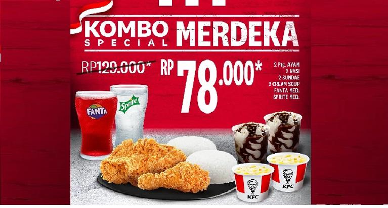 Promo KFC 12 Agustus 2023, Paket Murah Berdua Kombo Merdeka Rp 78 Ribu