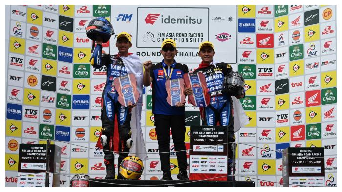 Indonesia Raya Berkumandang Tim YRI Borong Podium 1-2 AP250, Wahyu Rookie Terbaik Seri 1 ARRC 2024