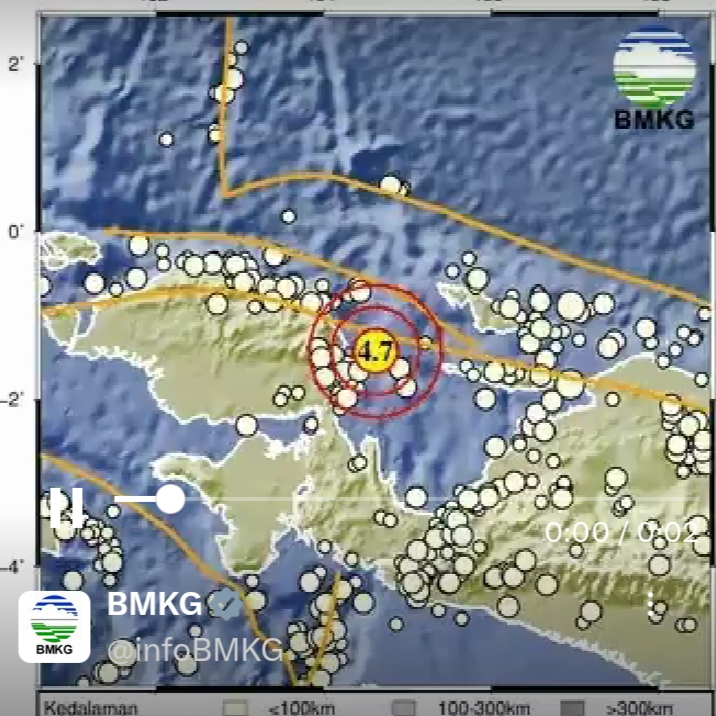 Gempa Terkini Jumat 18 Agustus 2023, Guncang Tenggara Monokwari Selatan Papua Barat Magnitudo 4,7 SR