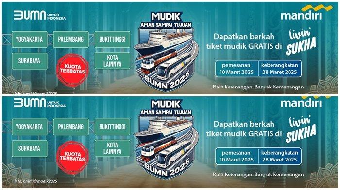 Mudik Gratis 2025 Bank Mandiri, Pendaftaran Dibuka Mulai 10 Maret, Ada 8 Rute ke Sumatera dan Jawa