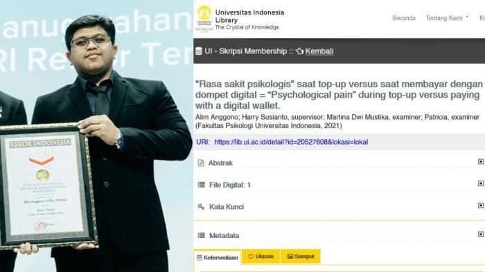 REKTOR TERMUDA - Museum Rekor-Dunia Indonesia (MURI), lembaga pencatat rekor di Indonesia yang berdiri sejak 1990, mencatatkan nama Alim Anggono sebagai rektor termuda di Indonesia. Rektor Cakrawala University Jakarta ini menyusun skripsi berkaitan tentang rasa sakit psikologis dalam penggunaan dompet digital.