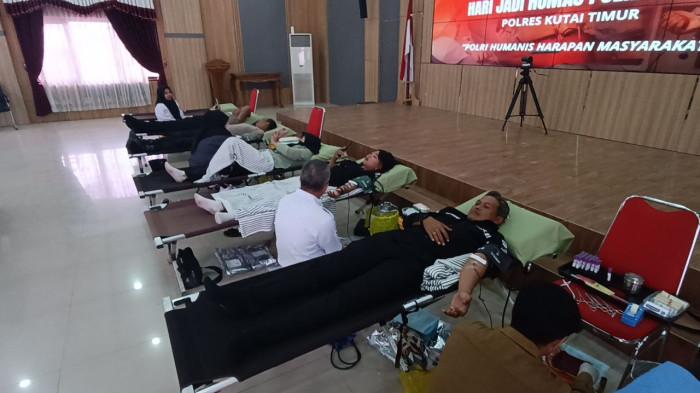Donor Darah Warnai HUT Humas Polri, Polres Kutim Target 100 Kantong Darah