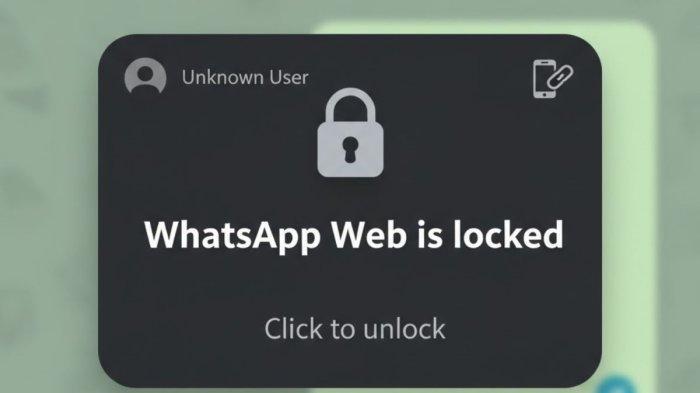 KUNCI WA WEB - Ilustrasi WhatsApp Web terkunci, diilustrasikan oleh Google Gemini. Berikut cara mengunci chat WA Web tanpa ekstensi (Gemini Google)