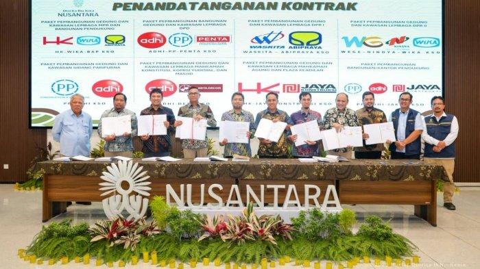 KONTRAK BARU IKN - Otorita IKN (OIKN) menandatangani delapan paket kontrak pembangunan yang menjadi fondasi Kawasan Legislatif dan Yudikatif, di Kantor Kemenko 4 IKN, Jakarta, Kamis (4/12/2025). (HO/OIKN)