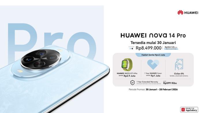 RESMI RILIS - Huawei Nova 14 Pro dibekali kamera utama 50 MP Ultra Chroma Camera dengan sensor RYYB. Huawei Nova 14 Pro resmi diumumkan di Indonesia, membawa kamera kelas flagship dan baterai 5.500 mAh dengan fast charging 100W. (HO/HUAWEI)