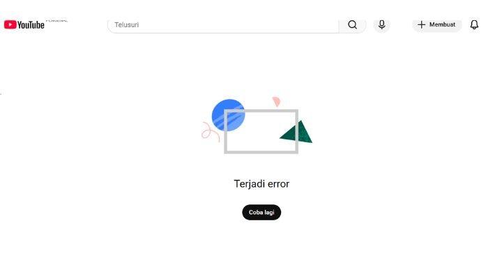 YOUTUBE DOWN - Tampilan YouTube down atau eror hari ini, Rabu (18/2/2026), tidak bisa diakses. Apa penyebabnya?