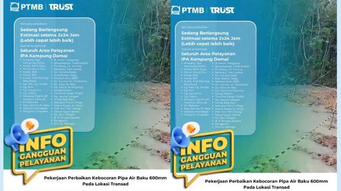 MATI AIR - Pengumuman resmi mati air di Balikpapan hari ini, 20 Mei 2026. Dalam pengumuman resminya,  PTMB menjelaskan bahwa perbaikan dilakukan terhadap pipa air baku berdiameter 600 milimeter yang berada di kawasan KM 8.