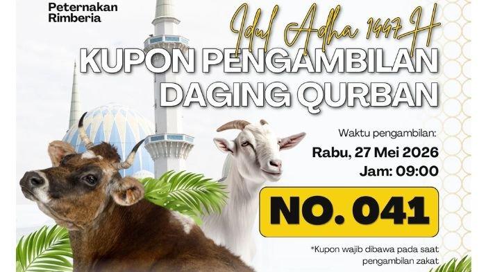 IDUL ADHA 2026 - Ilustrasi kupon Idul Adha 2026 untuk pembagian daging kurban. Berikut link download desainnya yang siap pakai