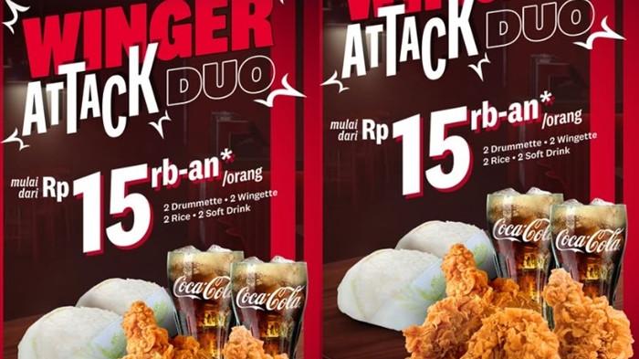 PROMO KFC- Promo KFC Winger Attack Duo. makan kenyang mulai Rp 15 ribuan. (Instagram@kfcindonesia)