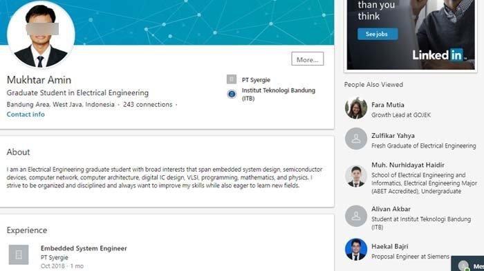 Akun LinkedIn Muhtar Amin, Mahasiswa S2 ITB.
