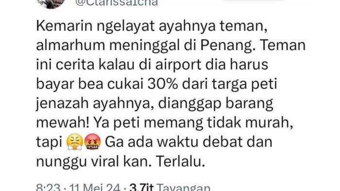 Viral Pengiriman Peti Jenazah dari Luar Negeri Dipungut Biaya, Bea Cukai Pastikan Itu Tidak Benar