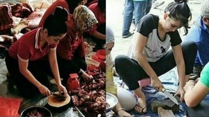 Beda Gaya Potong Daging Kurban Nikita Willy vs Ayu Ting Ting Ini Diperdebatkan Netizen, Kenapa Ya?