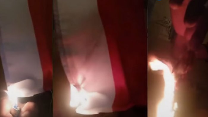 VIDEO – Warga Geram Lihat Aksi Pria Bakar Bendera Merah Putih Hingga Habis