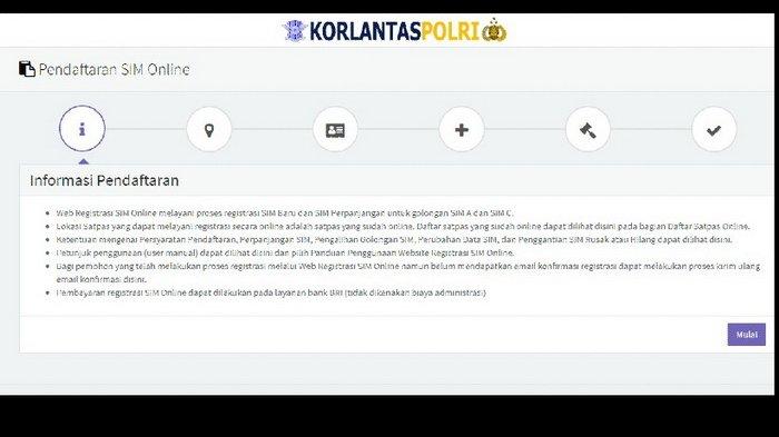 PERPANJANGAN SIM ONLINE - Pemilik SIM yang ingin memperpanjang SIM mengunjungi laman http://sim.korlantas.polri.go.id/devregistrasi/index.php/registrasi/index (Capture http://sim.korlantas.polri.go.id)