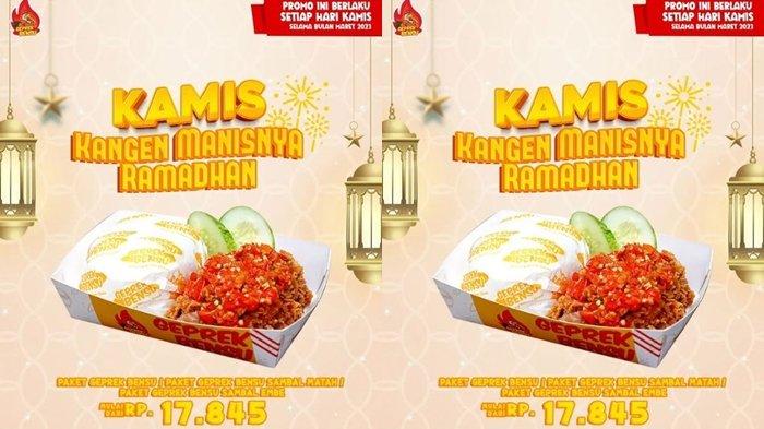 Promo Geprek Bensu Bulan Maret 2023, Khusus Hari ini Buka Puasa Super Kenyang hanya Rp 17.845