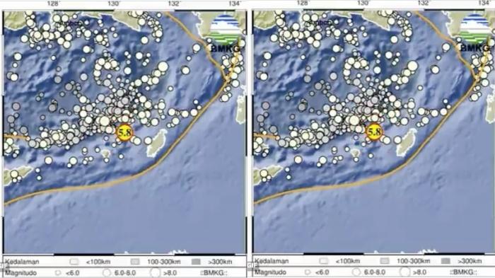 Update Gempa Terkini, Pusat Gempa Maluku Magnitudo 5,8, Cek Informasi Keselamatan Gempa Bumi BMKG
