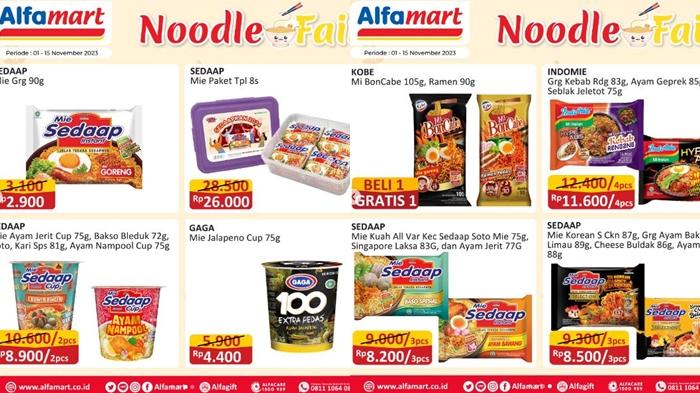Katalog Promo Alfamart Hari ini Senin 6 November 2023, Beli 3 Mie Instan hanya Rp 8.200
