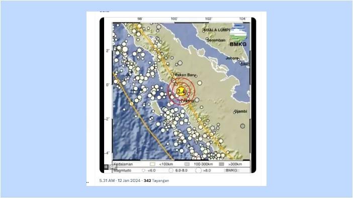 Gempa Magnitudo 2,4 Barusan, Pusat Gempa Terkini 4 Menit Lalu Padangpanjang, Sumbar, Info BMKG