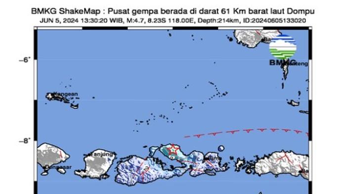 Update Gempa Terkini Magnitudo 4.7, Pusat Gempa di Dompu NTB Dirasakan hingga Sumbawa, Cek Info BMKG