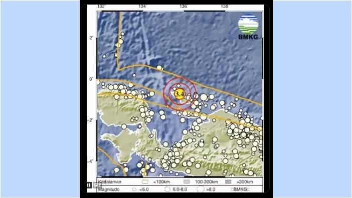 Barusan Gempa Magnitudo 3.4, Pusat Gempa Terkini Supiori Papua, Informasi Keselamatan BMKG