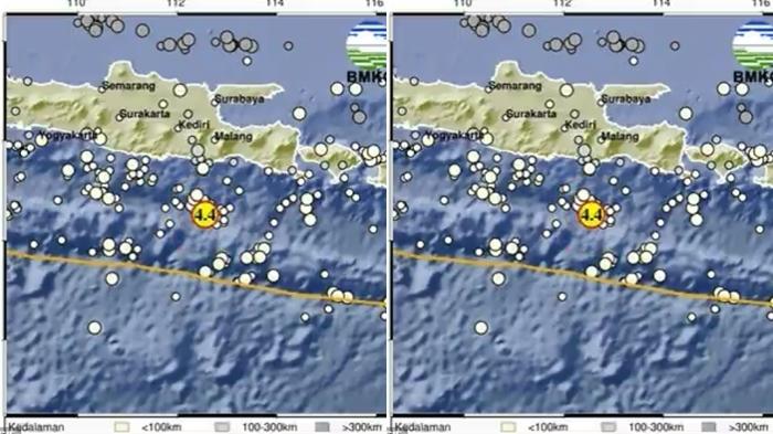 Info Gempa BMKG Hari Ini Magnitudo 4.4 di Malang, Pusat Gempa Terkini 2 Menit yang Lalu Jawa Timur