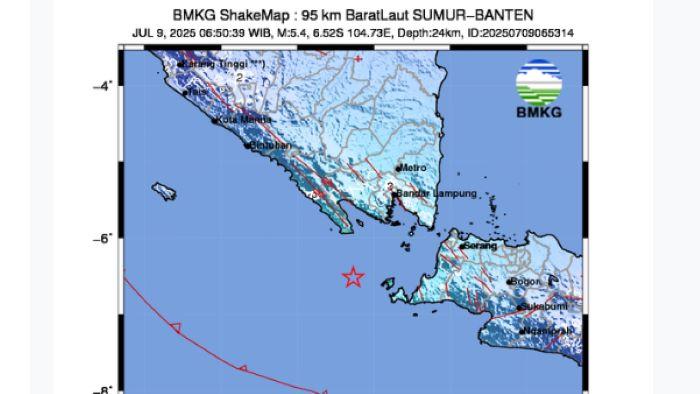 Barusan! Info BMKG Gempa Hari Ini Lampung, Pusat Gempa Terkini 2 Menit yang Lalu di Bandar Lampung
