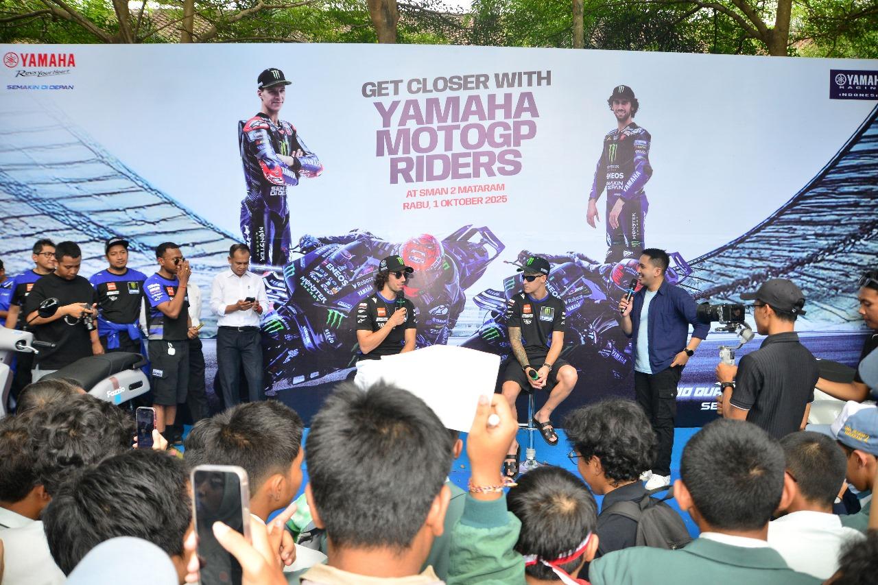 Heboh, Ratusan Pelajar Mataram Meet and Greet dengan Duo Monster Energy Yamaha MotoGP