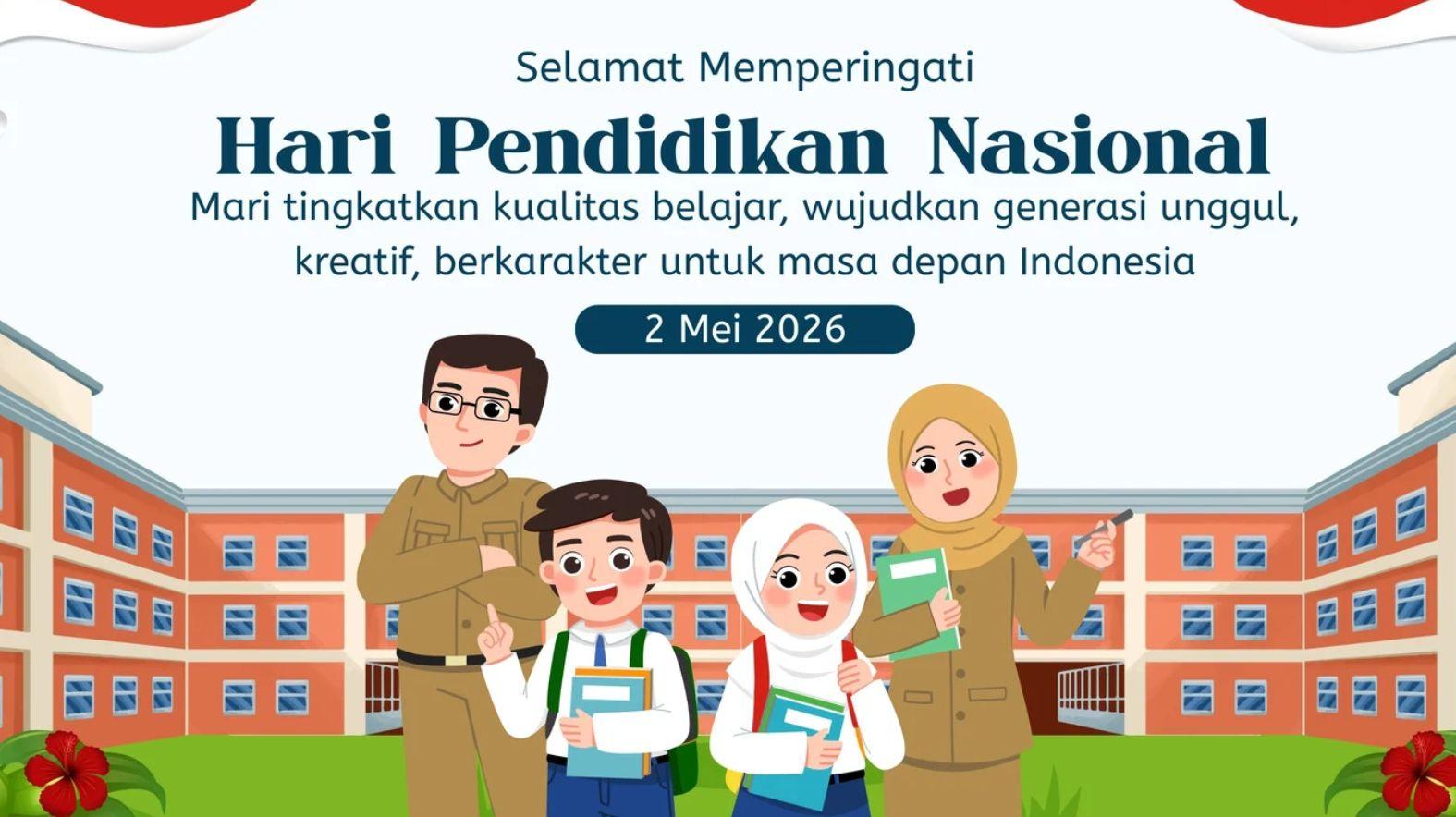 55 Poster Hari Pendidikan Nasional 2026 Bentuk Kartun, Cetak jadi Banner Sambut Hardiknas!