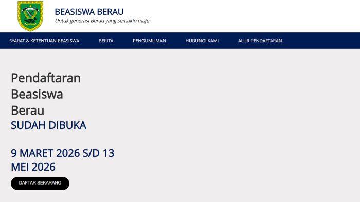 Link dan Syarat Beasiswa Berau 2026 untuk Siswa dan Mahasiswa, Besok Pendaftaran Ditutup!