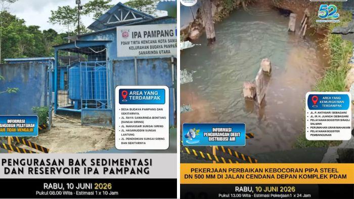 Jadwal Mati Air di Samarinda Hari Ini 10 Juni 2026, Daftar Daerah Terdampak dan Estimasi Waktunya