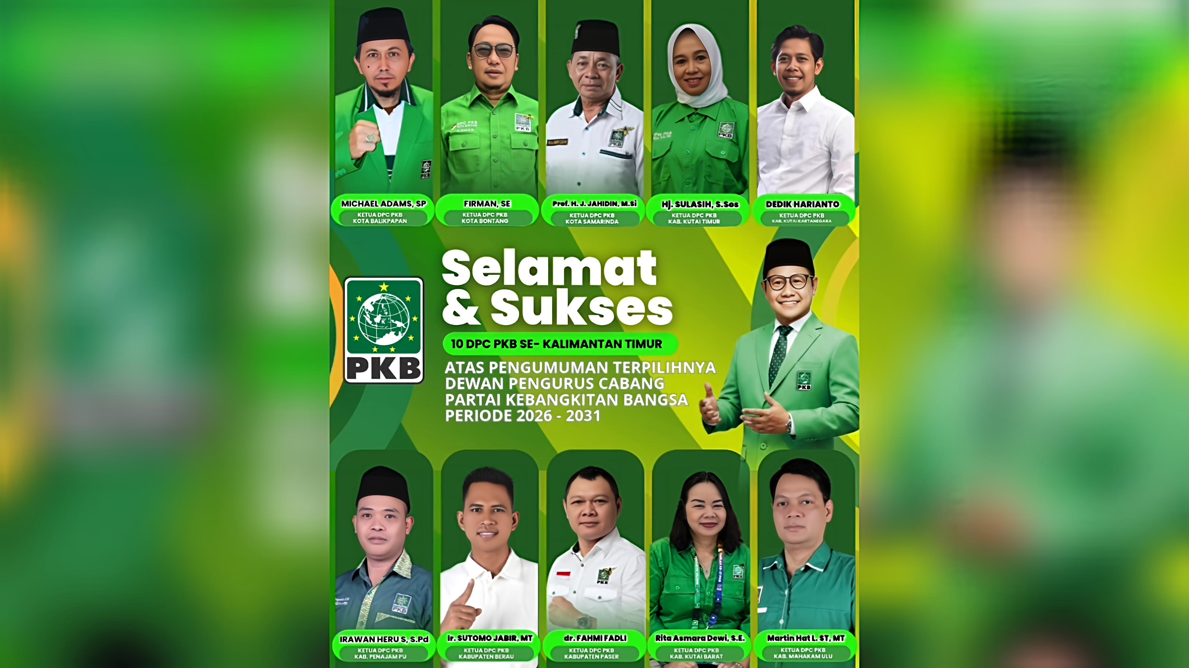 Daftar Lengkap Pengurus Baru DPC PKB di 10 Kabupaten dan Kota se-Kaltim