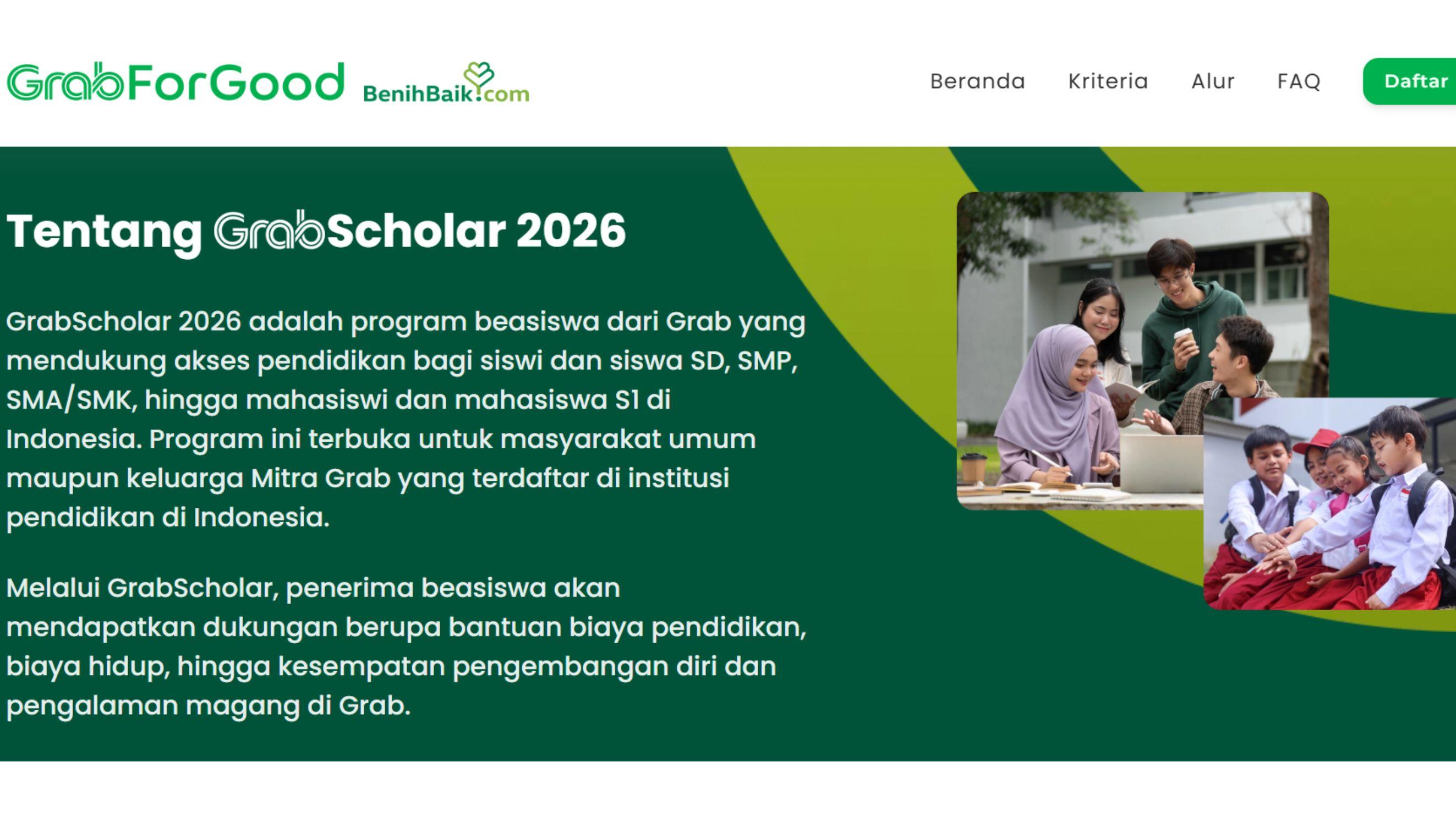 Link Pendaftaran Beasiswa GrabScholar 2026 untuk SD, SMP, SMA hingga S1, Simak Syaratnya! - Tribunkaltim.co