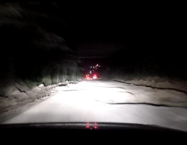 Sebagian Lubang di Jalan Poros Sangatta - Bontang Tanjakan di KM 27 Sudah Ditimbun