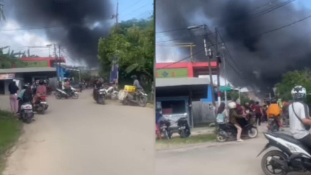 Viral Video Udara Kebakaran di Sangatta Kutai Timur, Bangunan Diduga Kos-kosan Dilahap Api