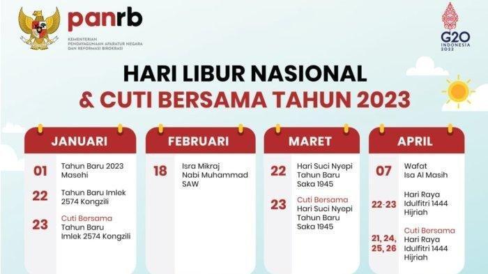 Cuti Bersama 2023 Ada 8 Hari, 16 Hari Libur Nasional, Ini Daftar Lengkapnya