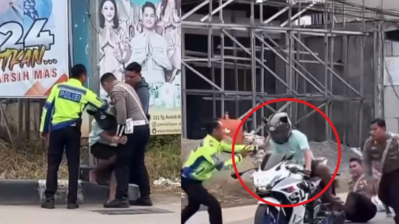 Viral Pengendara Motor Nekat Tabrak Polisi yang Bertugas di Berau Kaltim, Diduga Takut Ditilang