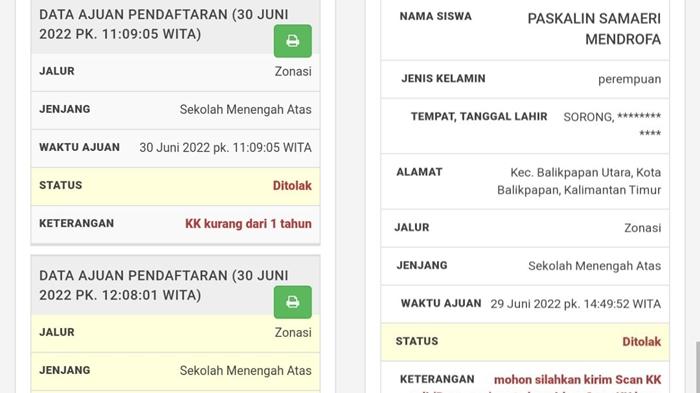 Kartu Keluarga Terbit Belum Genap Setahun, Pendatang dari Kalbar Ditolak Sistem PPDB di Balikpapan