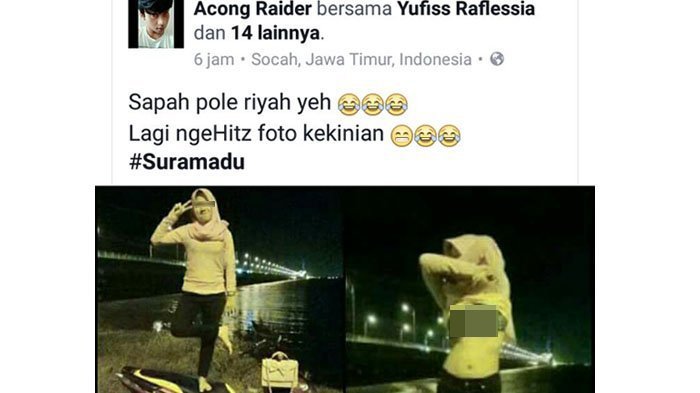 Wow, Lagi viral Nih Foto Cewek Berhijab Pamer Bra di Jembatan