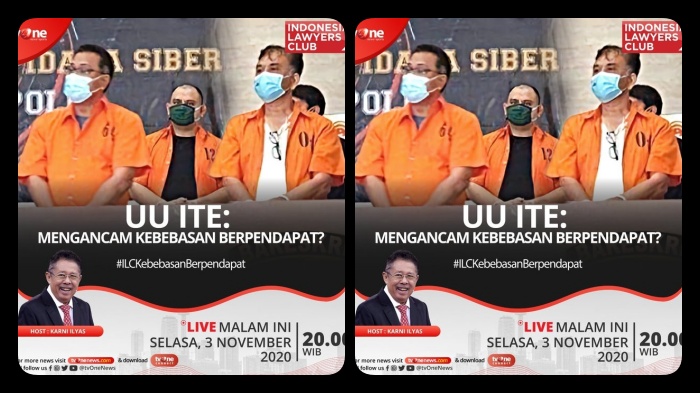 ILC Malam Ini Live Streaming TV One Tema Selasa 3 November, UU ITE: Mengancam Kebebasan Berpendapat?