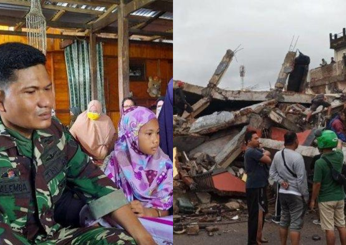 Aksi Heroik TNI di Gempa Mamuju, Pasang Badan Lindungi Istri & Anak dari Reruntuhan, Ada yang Tewas